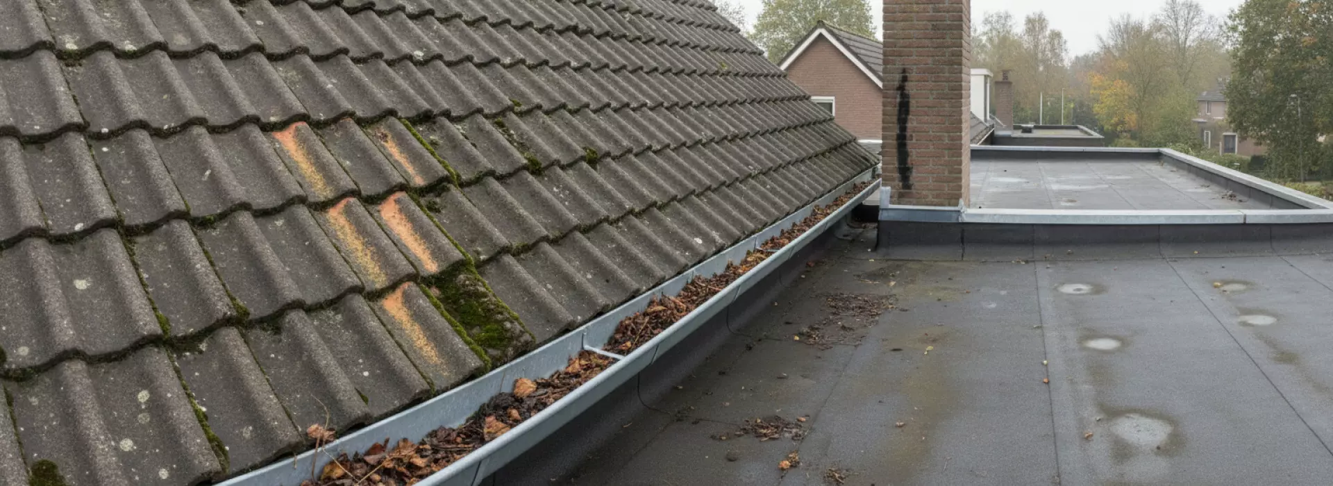 Zo herken je verkleuring en vuilophoping voordat gemiste lekkage binnen schade geeft. Wat is verkleuring en vuilophoping op het dak?