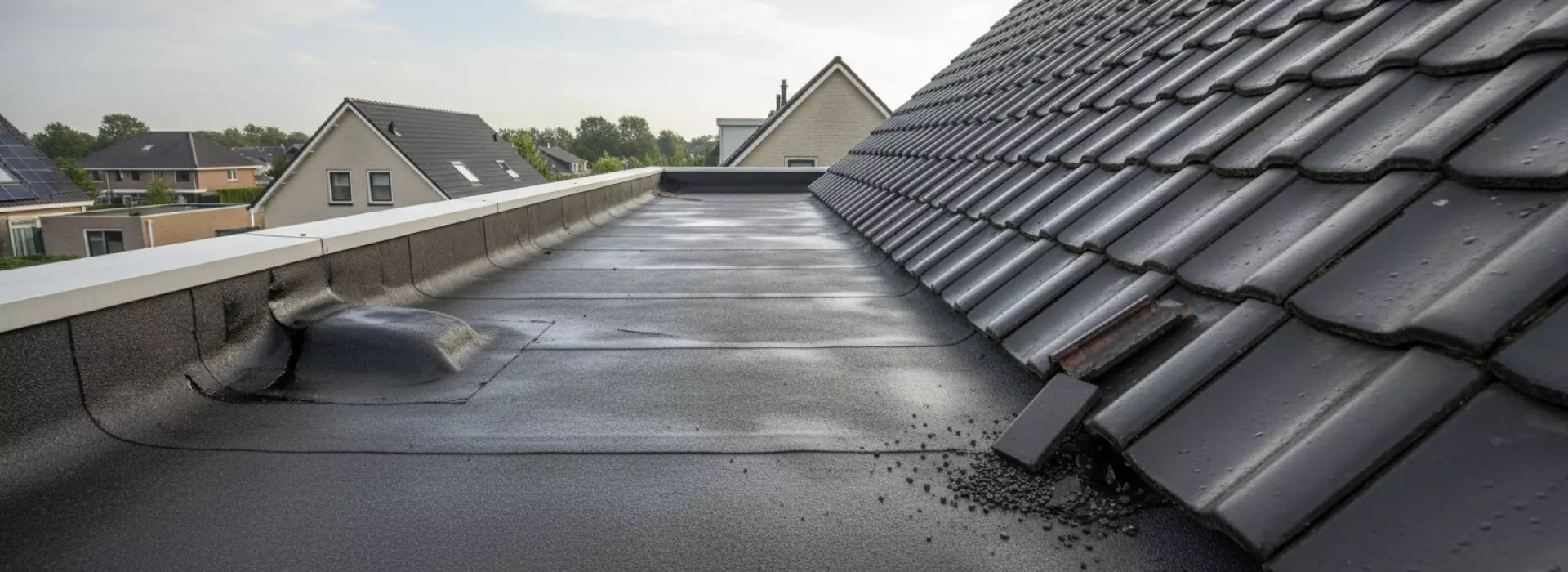 Signalen van schade aan dakpannen en dakleer na storm of regen