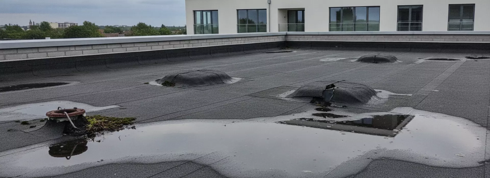 Wat is plassen of blazen door lekkage op plat dak