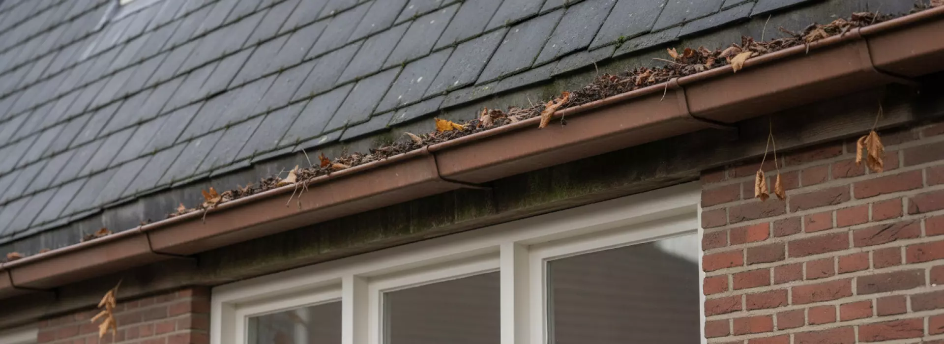 Stappenplan waarmee je dakgoten reinigen en herstellen uitvoert als je vuil en verzakte gootdelen ziet.