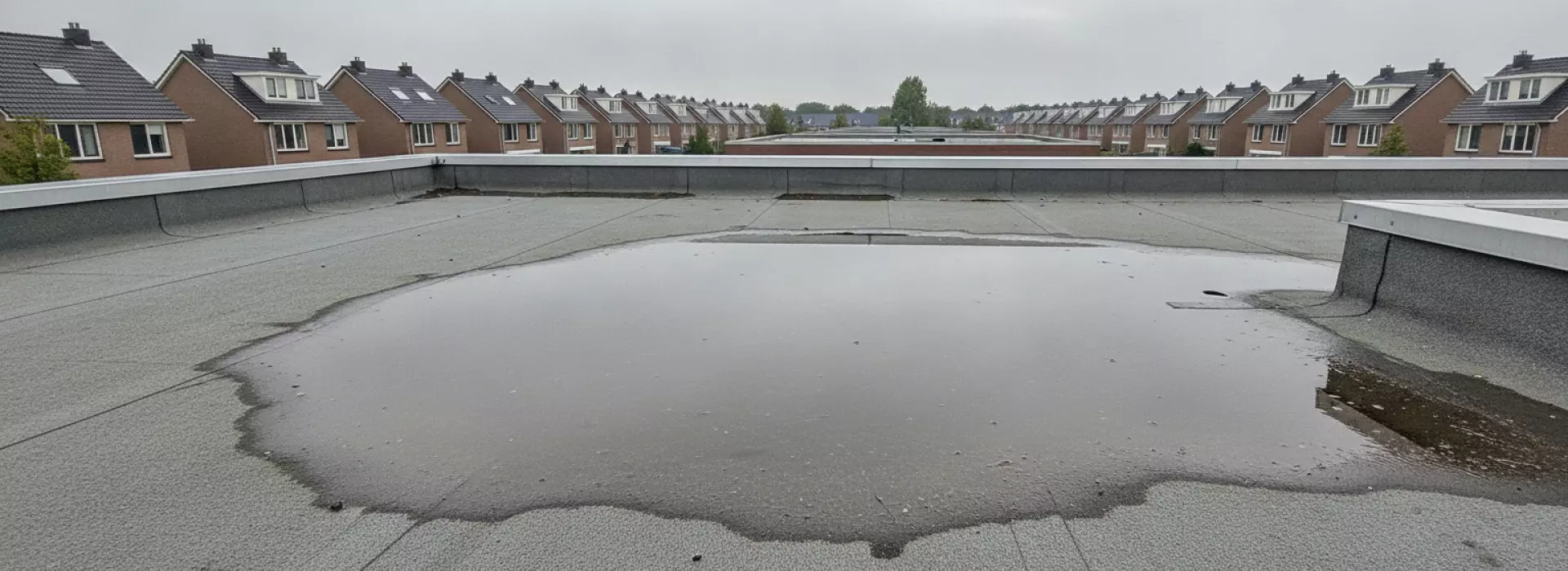 Wanneer je inspectie van platte daken inzet bij het platte dakvlak met plasvorming en scheuren.