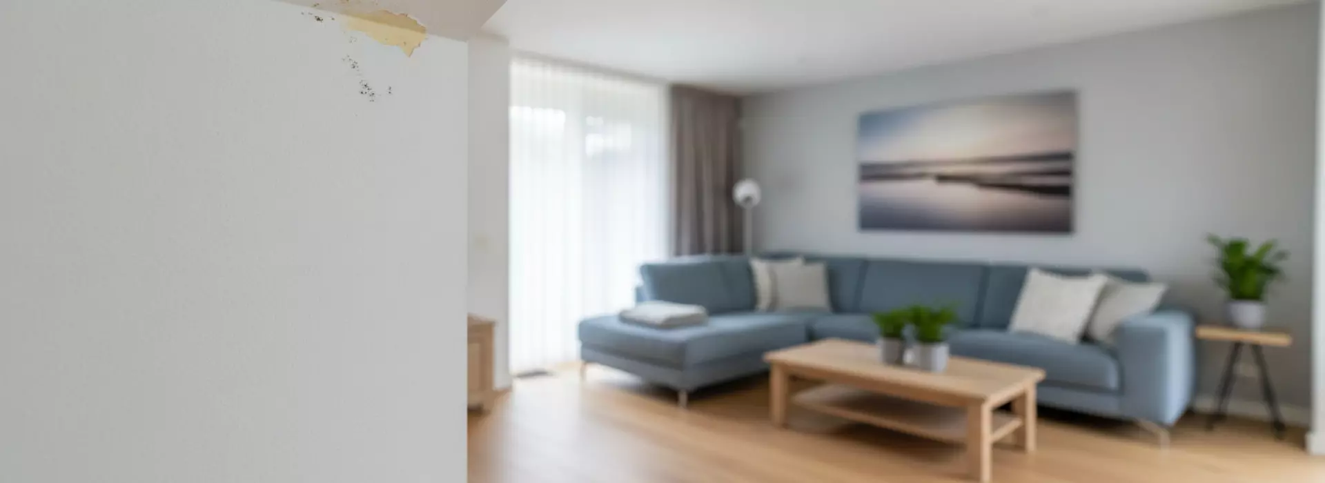 Wat is vocht langs de plafondrand door lekkage via de dakrand?
