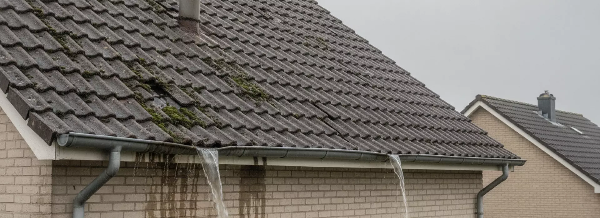 Wat je ziet aan het complete dak als goten, doorvoeren en dakvlakken minder goed werkt.