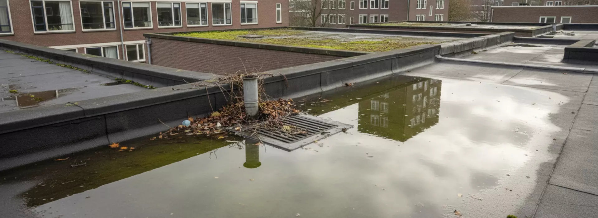 Wat is verstopping en weinig afschot op het dak?