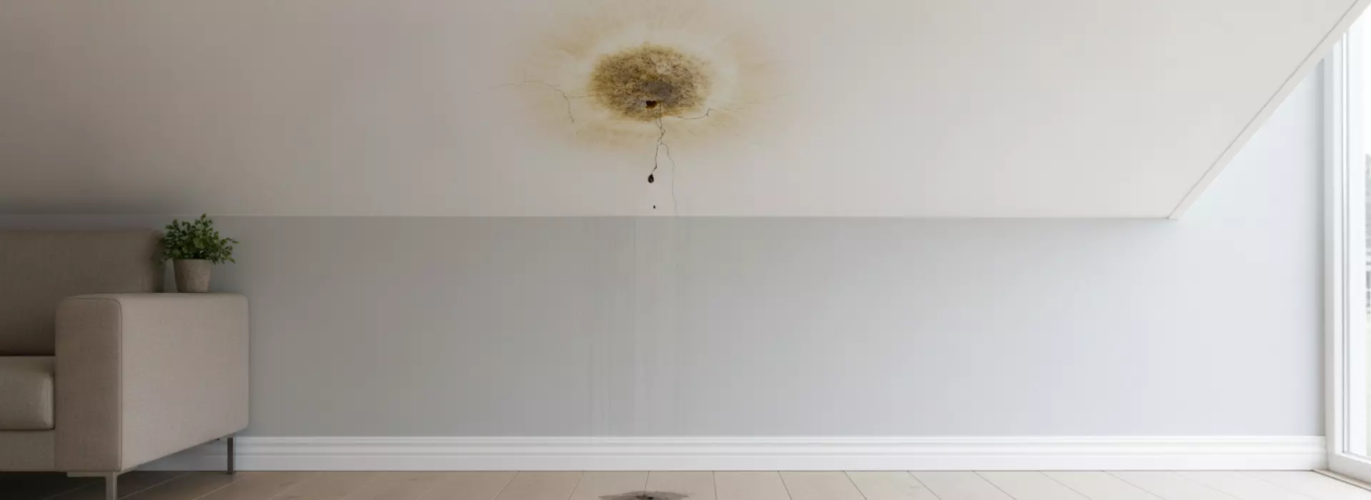 Wat is een vochtplek op het plafond door daklekkage?