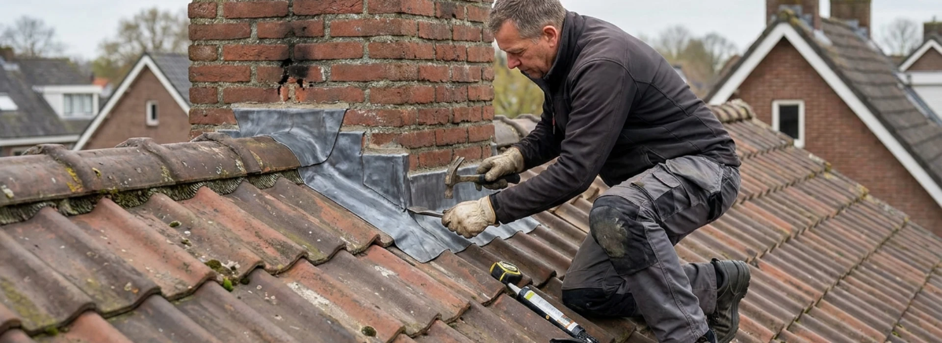 Schoorsteen verwijderen en dak dichtmaken