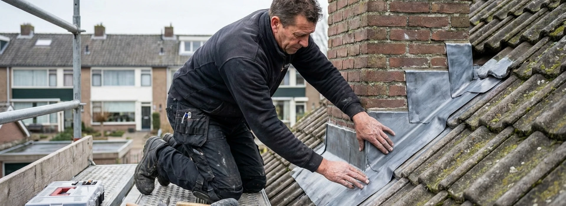 Schoorsteen verwijderen door dakdekker